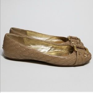 Jimmy Choo Nude Morse Croc Rmbossed Flats 39